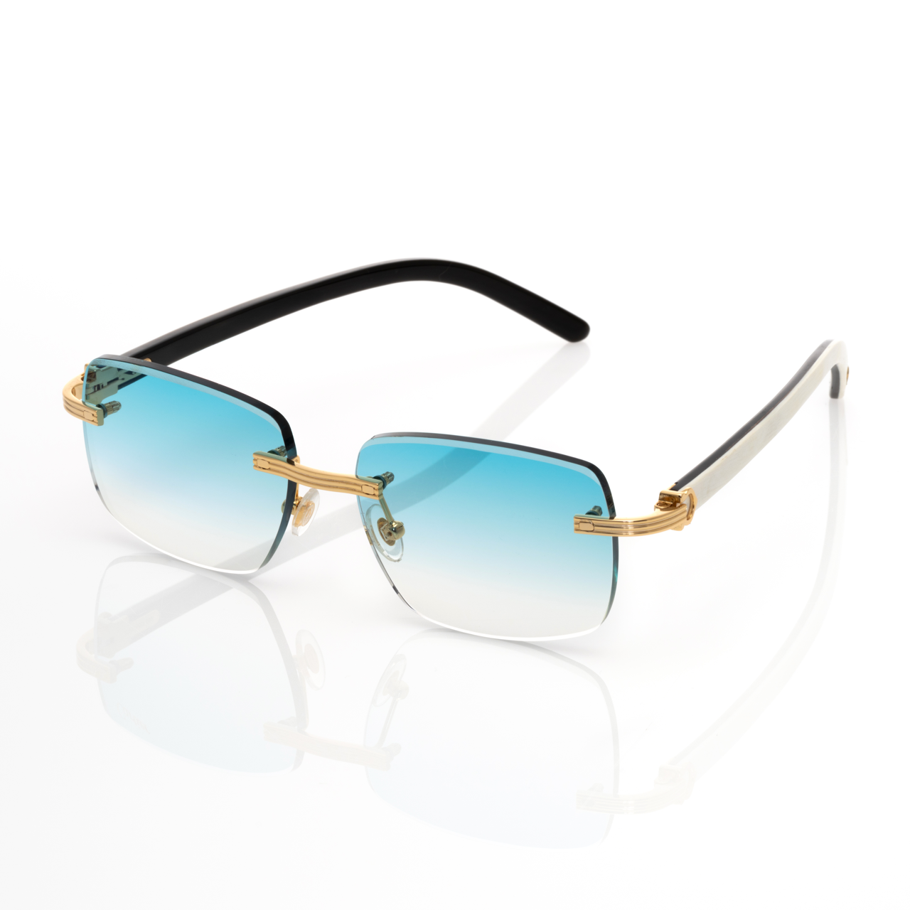 Lunettes Sans Cerclage — Métal Doré & Corne Bicolore