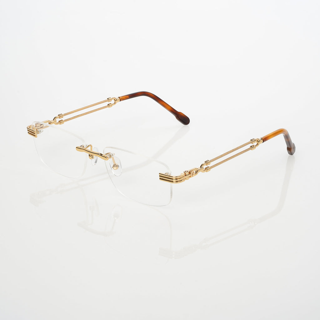 Lunettes Sans Cerclage — Métal Doré & Écaille