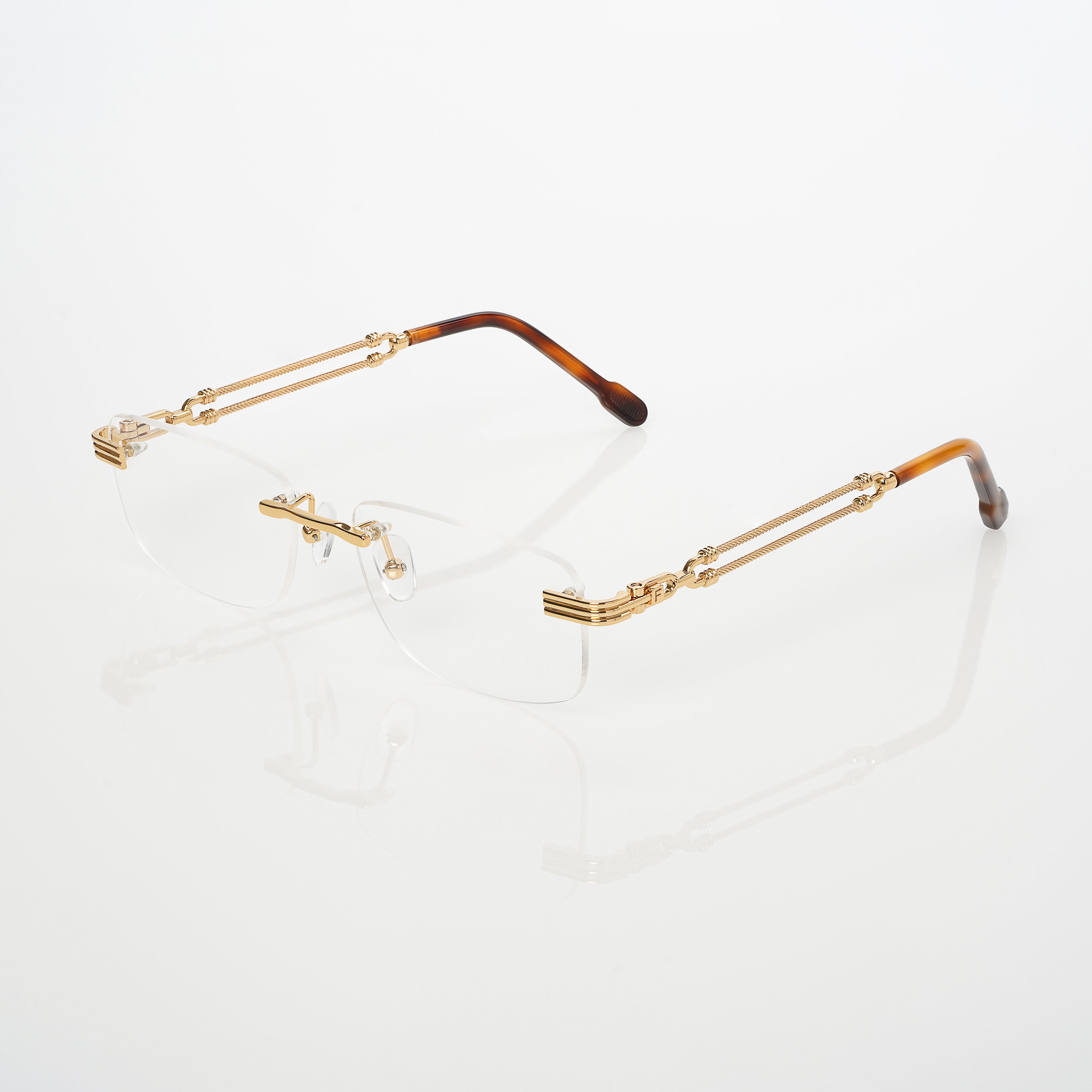 Lunettes Sans Cerclage — Métal Doré & Écaille