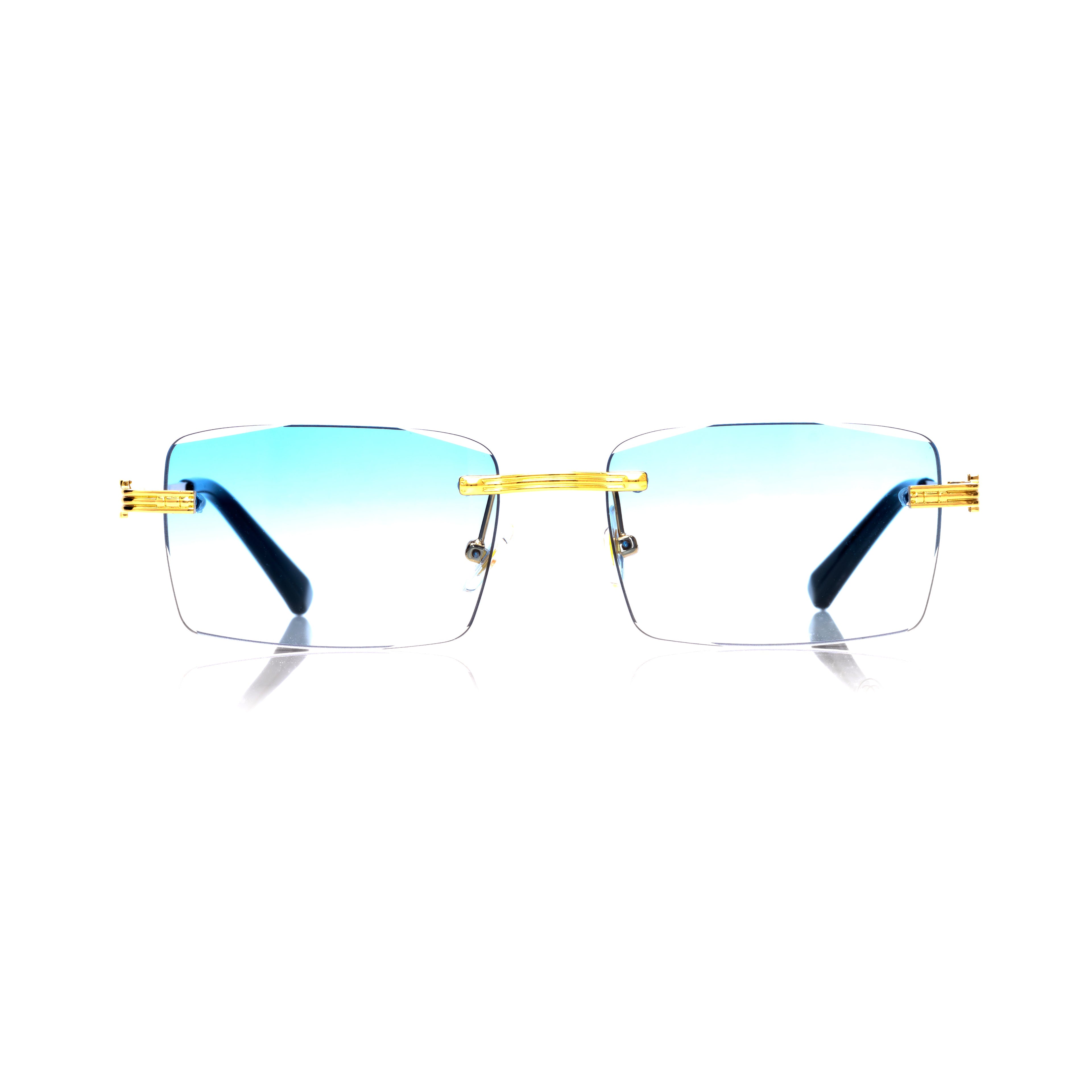 Lunettes Sans Cerclage — Métal Doré & Verres Bleus