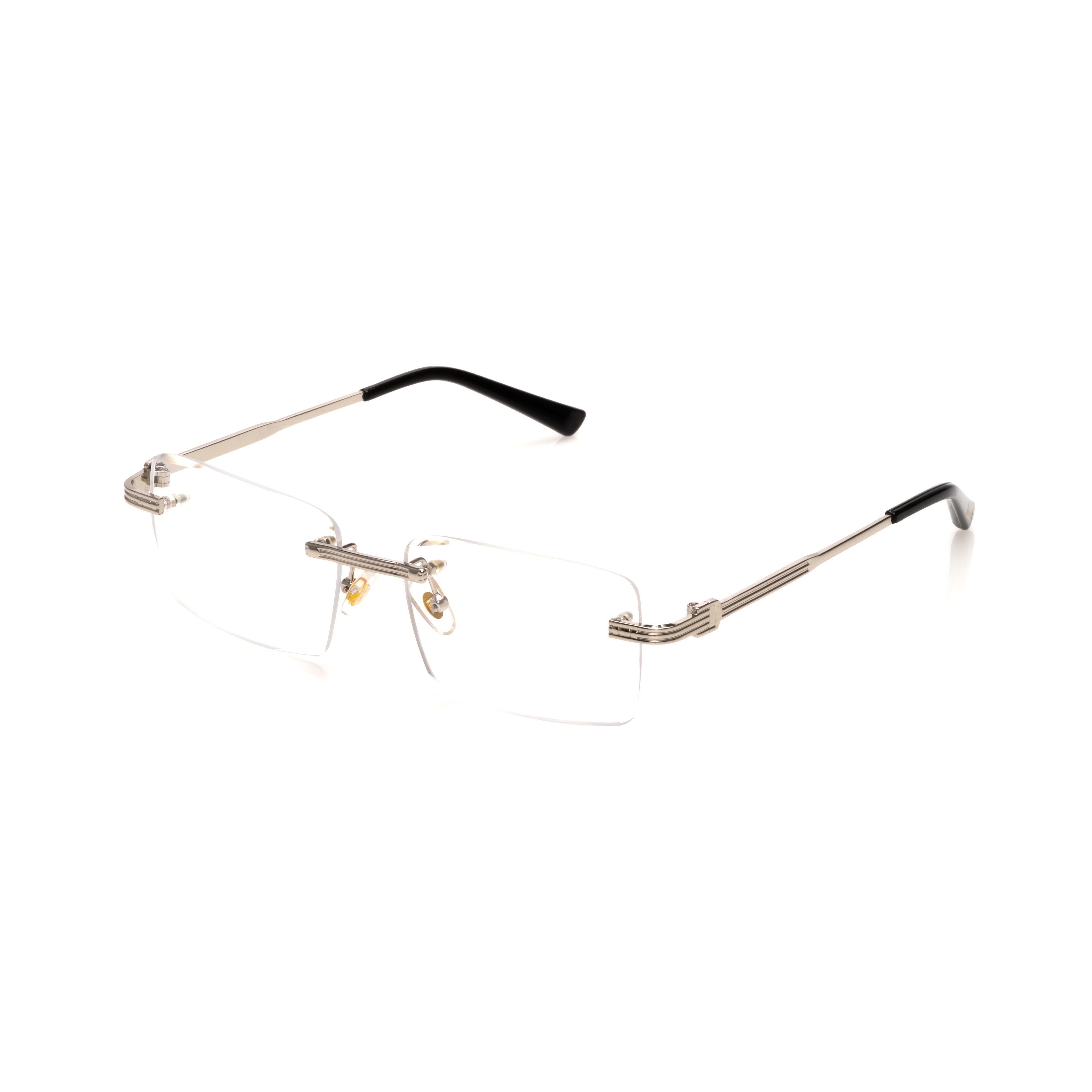Lunettes Sans Cerclage — Métal Doré & Verres Bleus