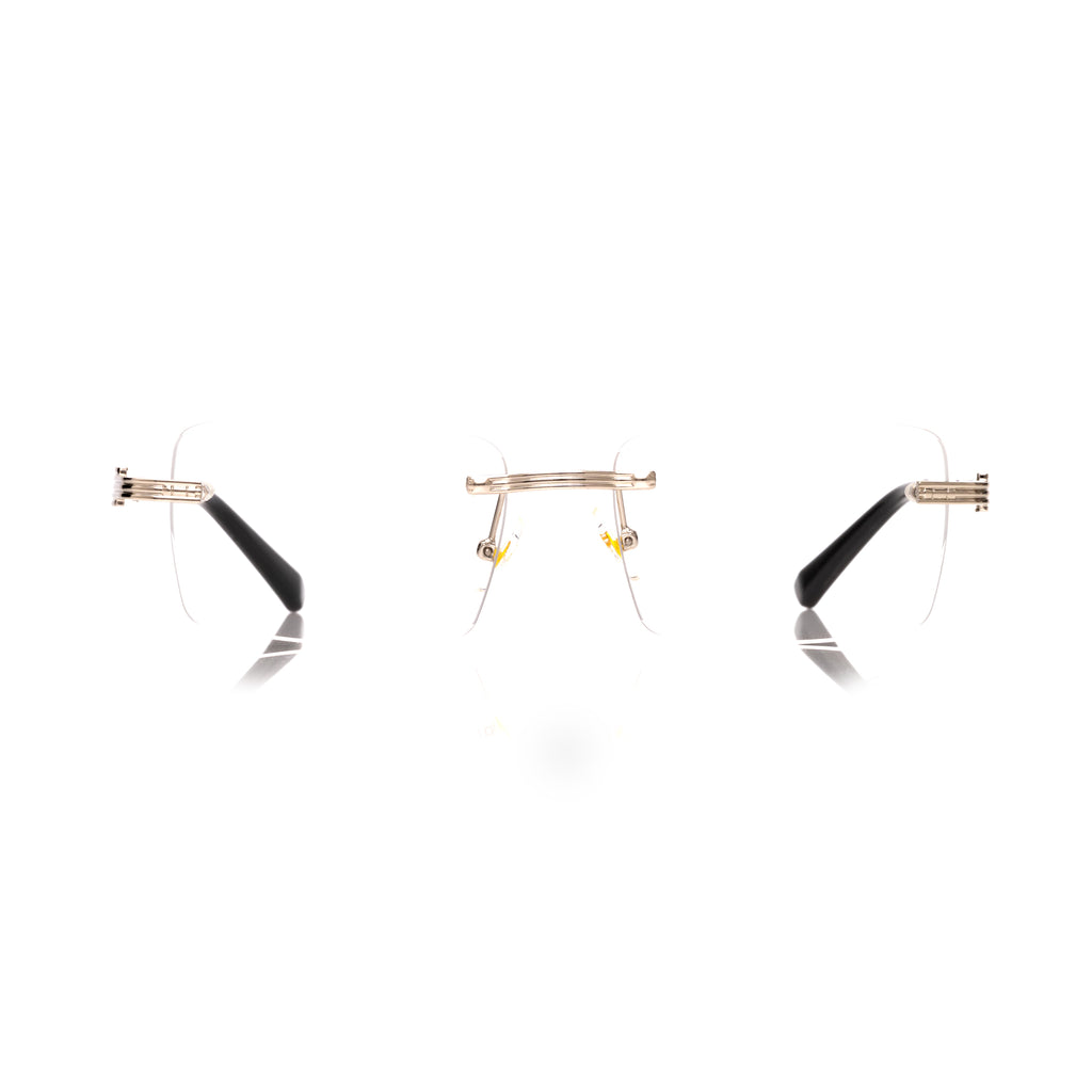 Lunettes Sans Cerclage — Métal Doré & Verres Bleus