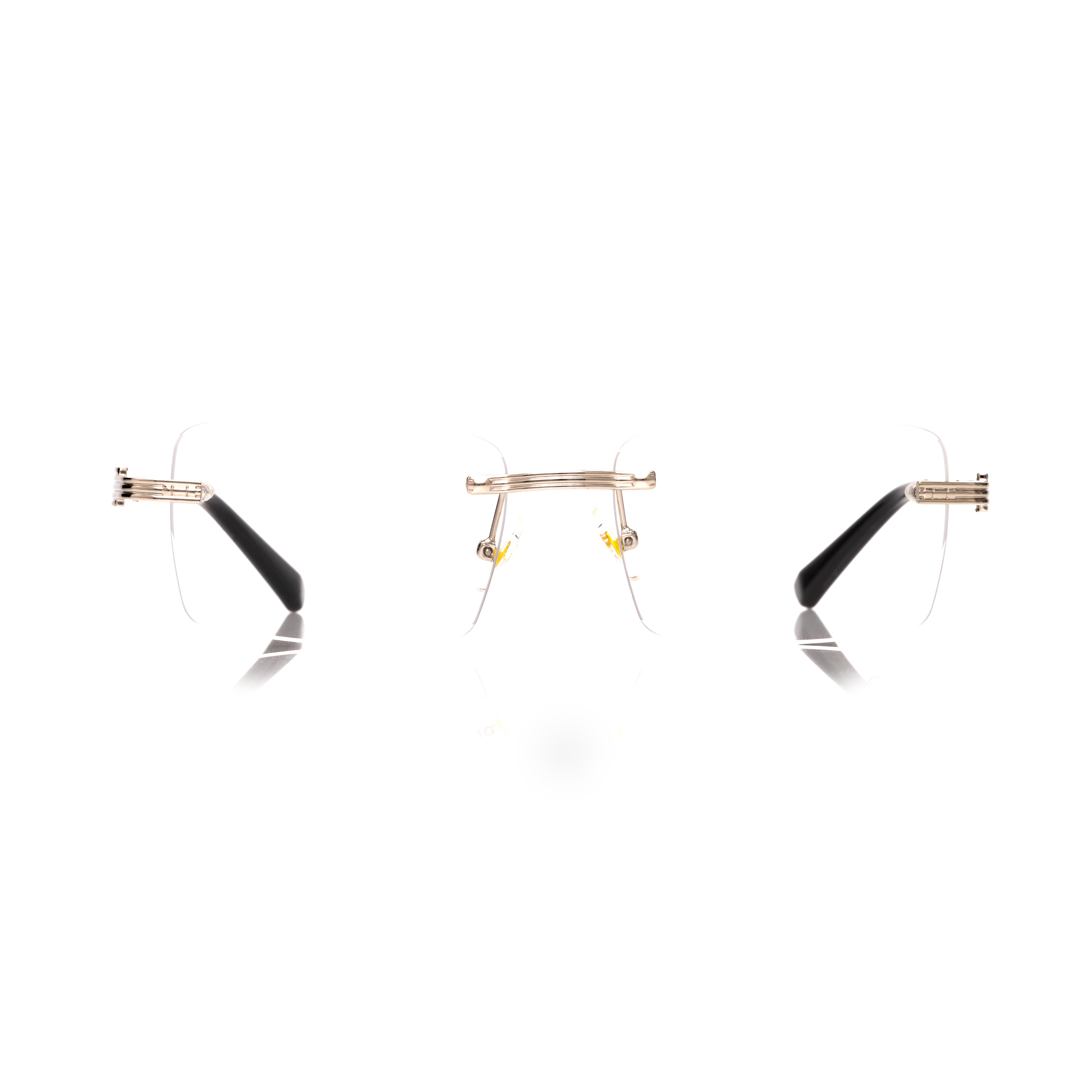 Lunettes Sans Cerclage — Métal Doré & Verres Bleus