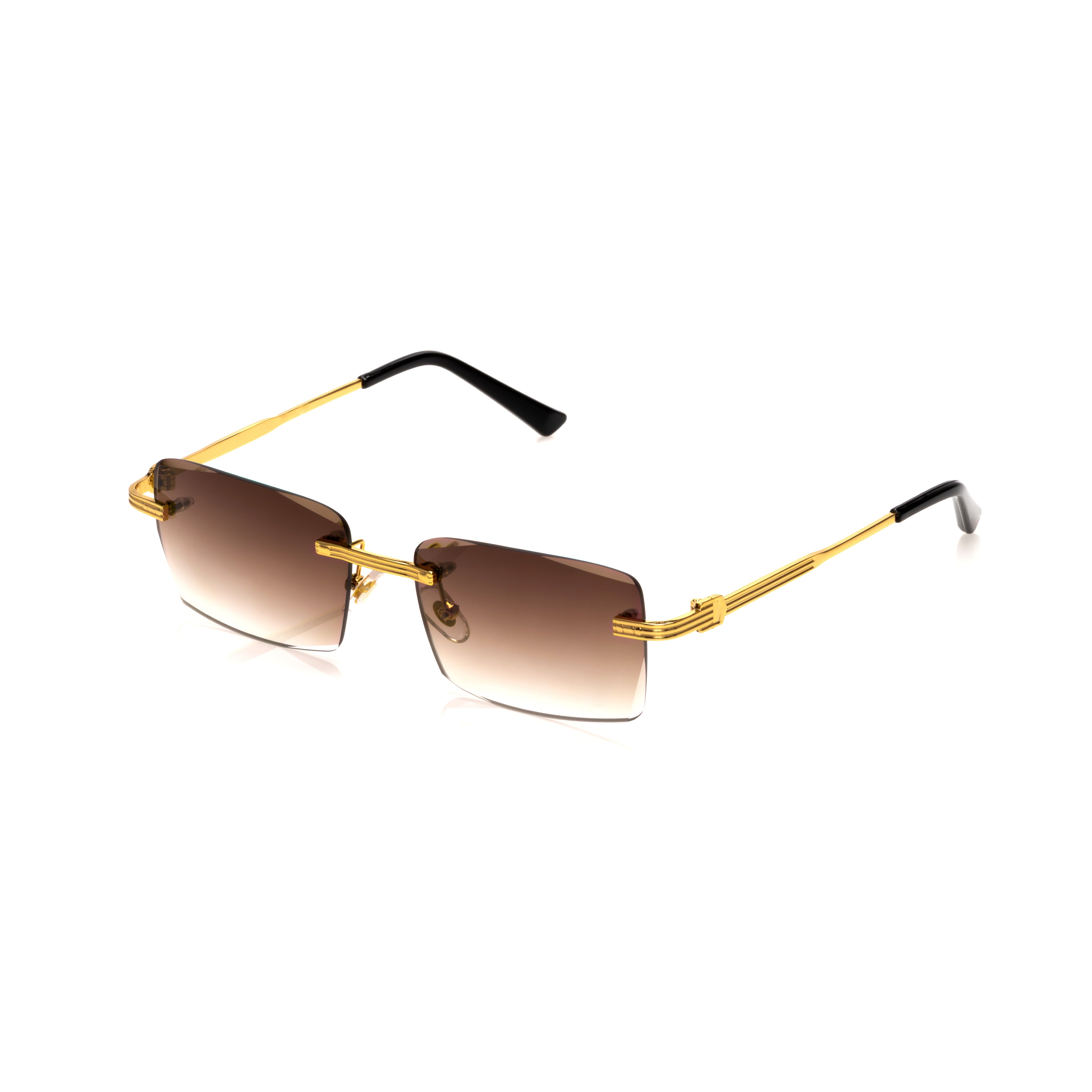 Lunettes Sans Cerclage — Métal Doré & Verres Bleus