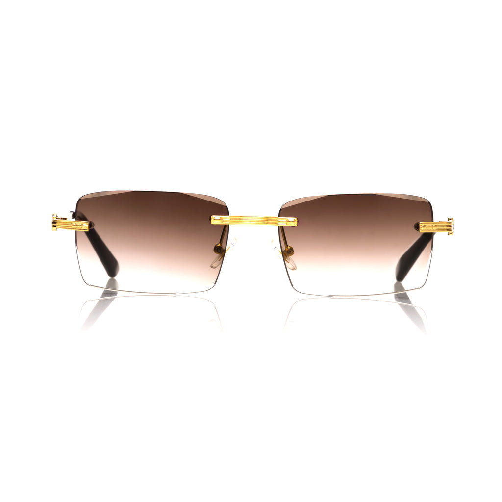 Lunettes Sans Cerclage — Métal Doré & Verres Bleus