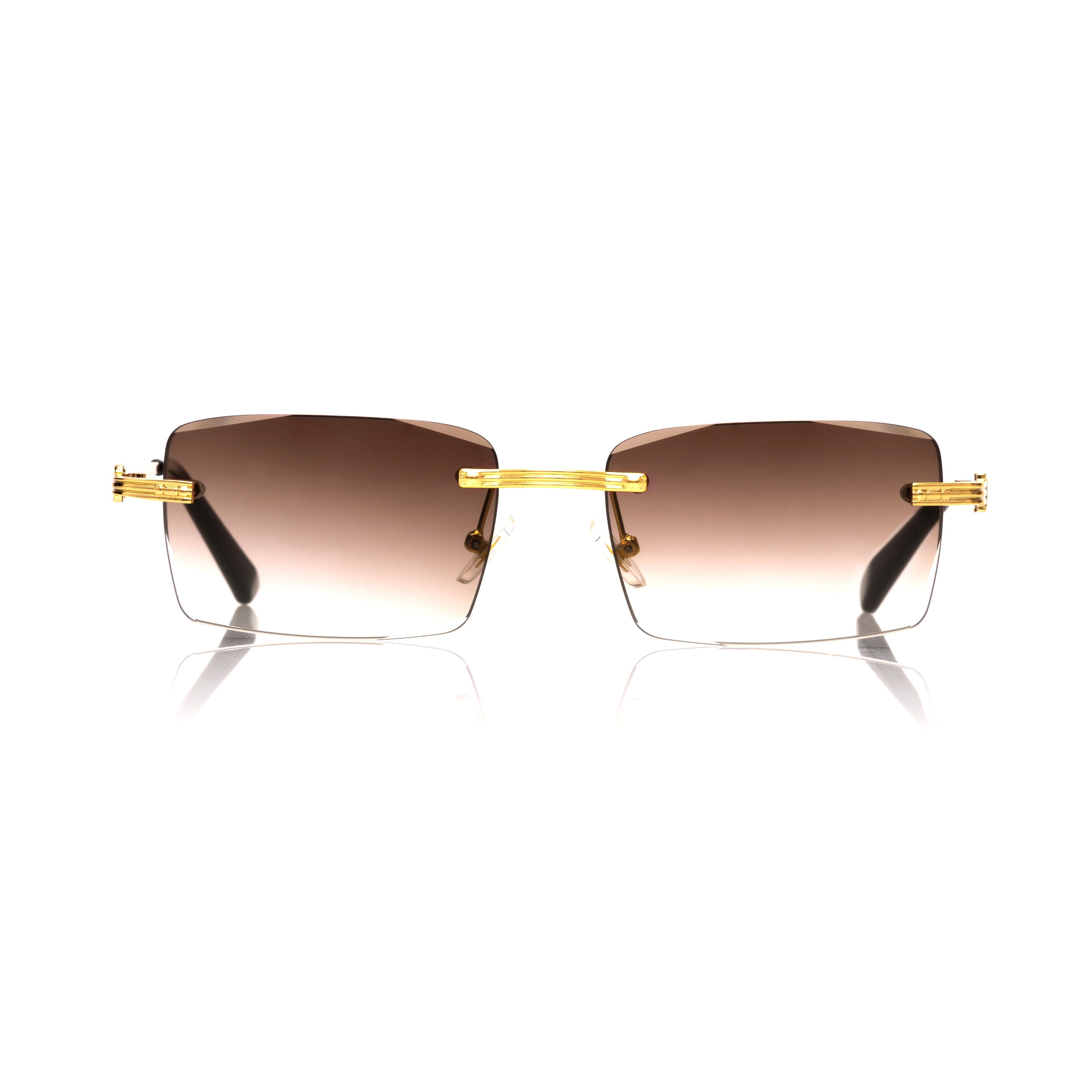 Lunettes Sans Cerclage — Métal Doré & Verres Bleus
