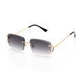 Lunettes Sans Cerclage — Métal Doré & Verres Gris Facettés