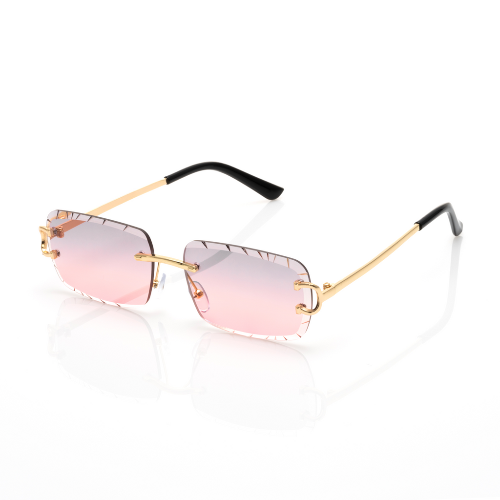 Lunettes Sans Cerclage — Métal Doré & Verres Gris Facettés