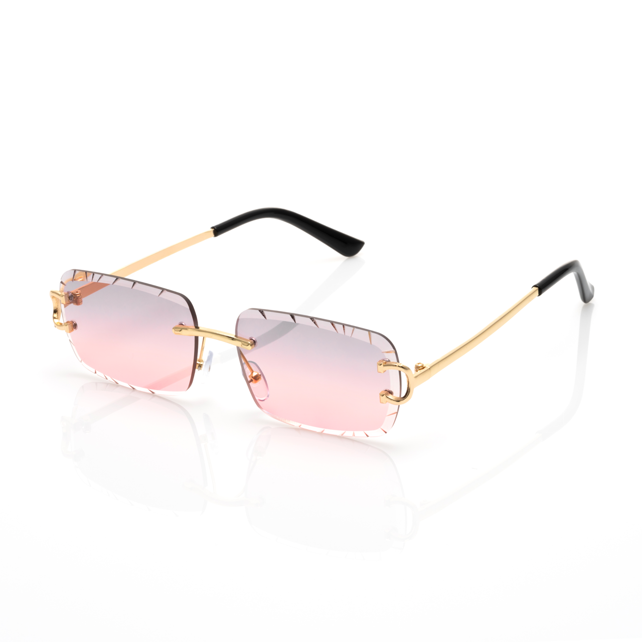 Lunettes Sans Cerclage — Métal Doré & Verres Gris Facettés