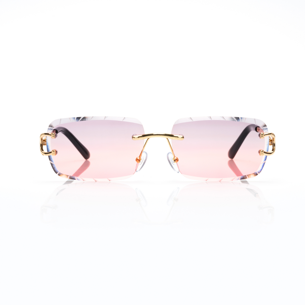 Lunettes Sans Cerclage — Métal Doré & Verres Gris Facettés
