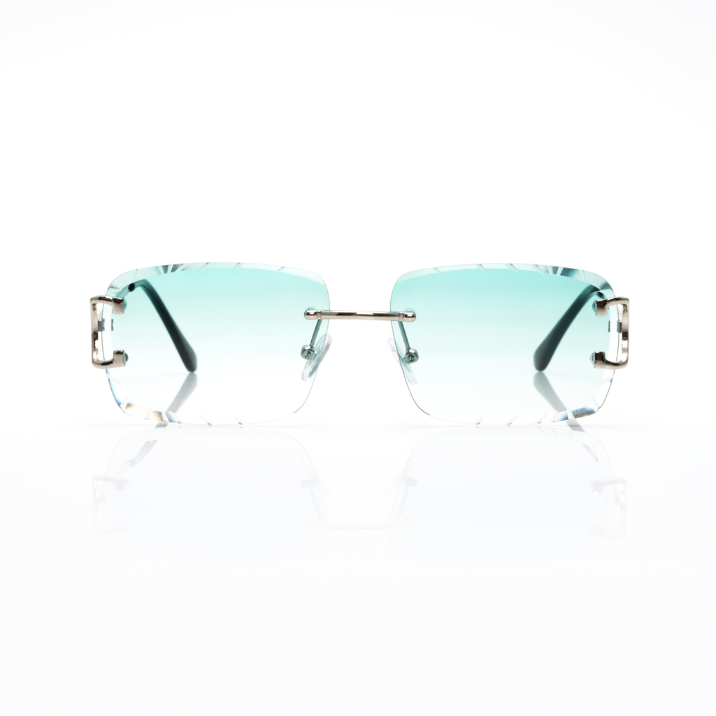 Lunettes Sans Cerclage — Métal Doré & Verres Gris Facettés