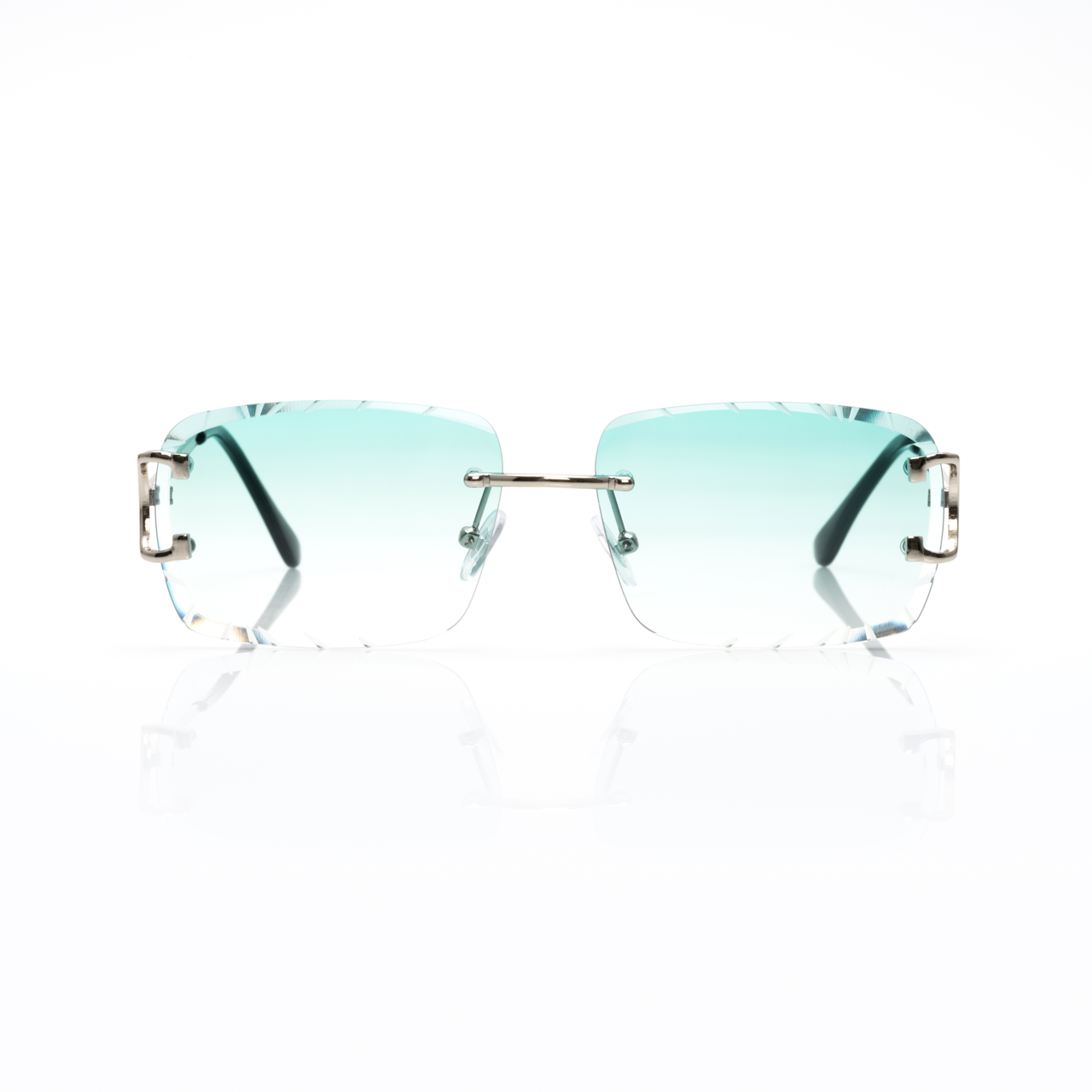 Lunettes Sans Cerclage — Métal Doré & Verres Gris Facettés