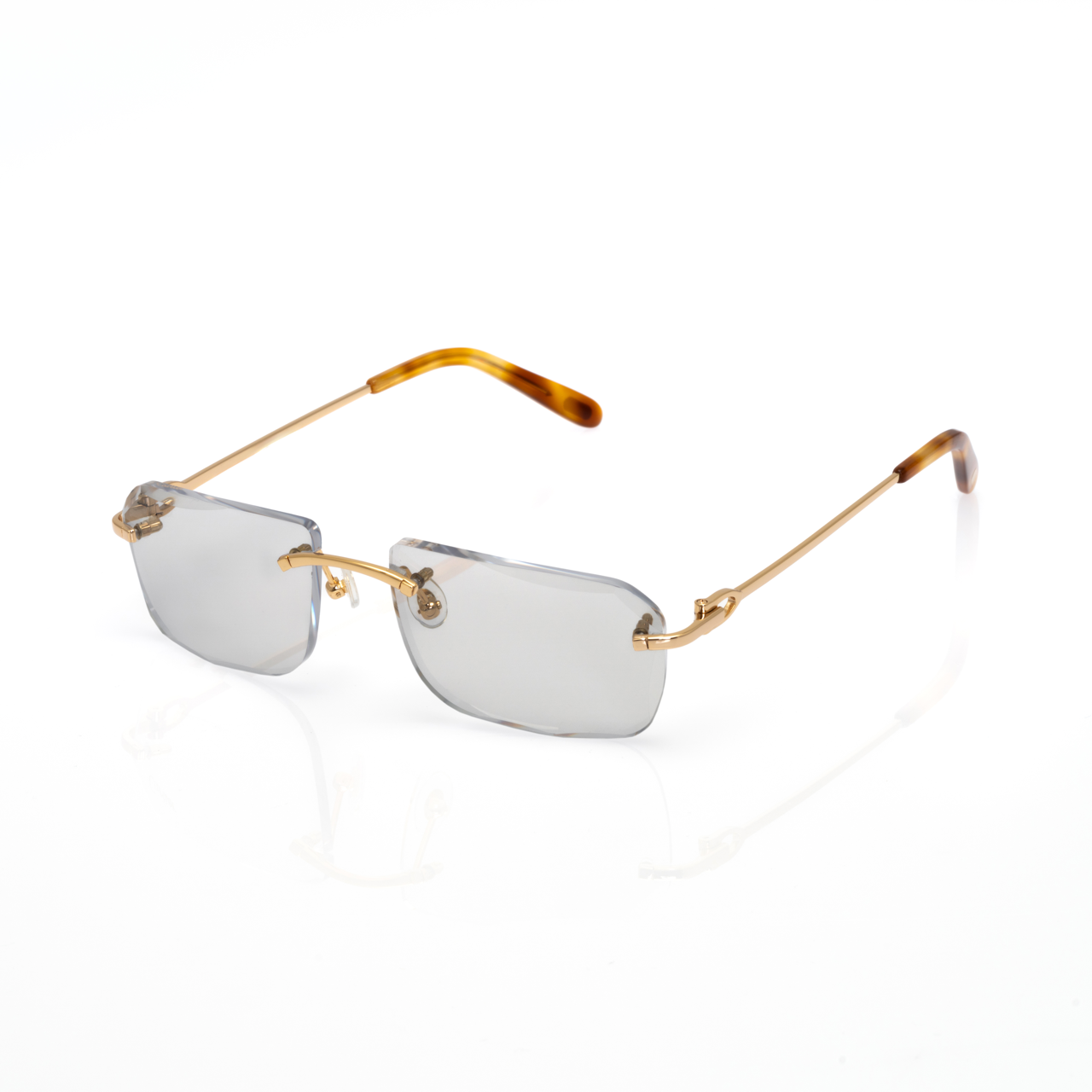 Lunettes Sans Cerclage — Métal Doré & Verres Transition Gris