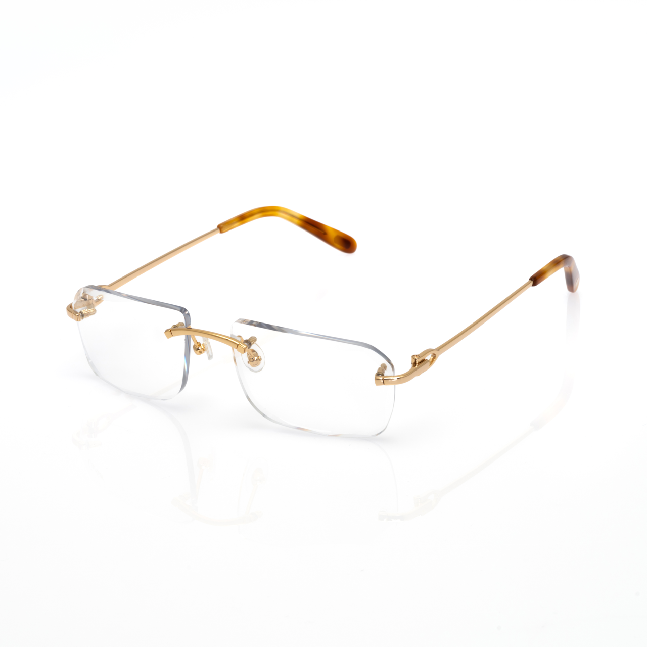 Lunettes Sans Cerclage — Métal Doré & Verres Transition Gris