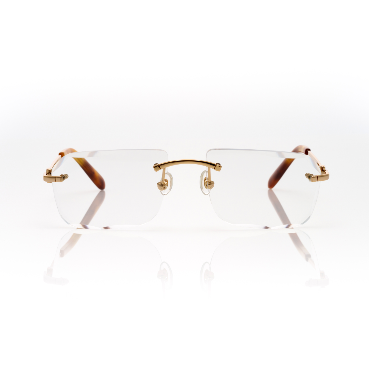 Lunettes Sans Cerclage — Métal Doré & Verres Transition Gris