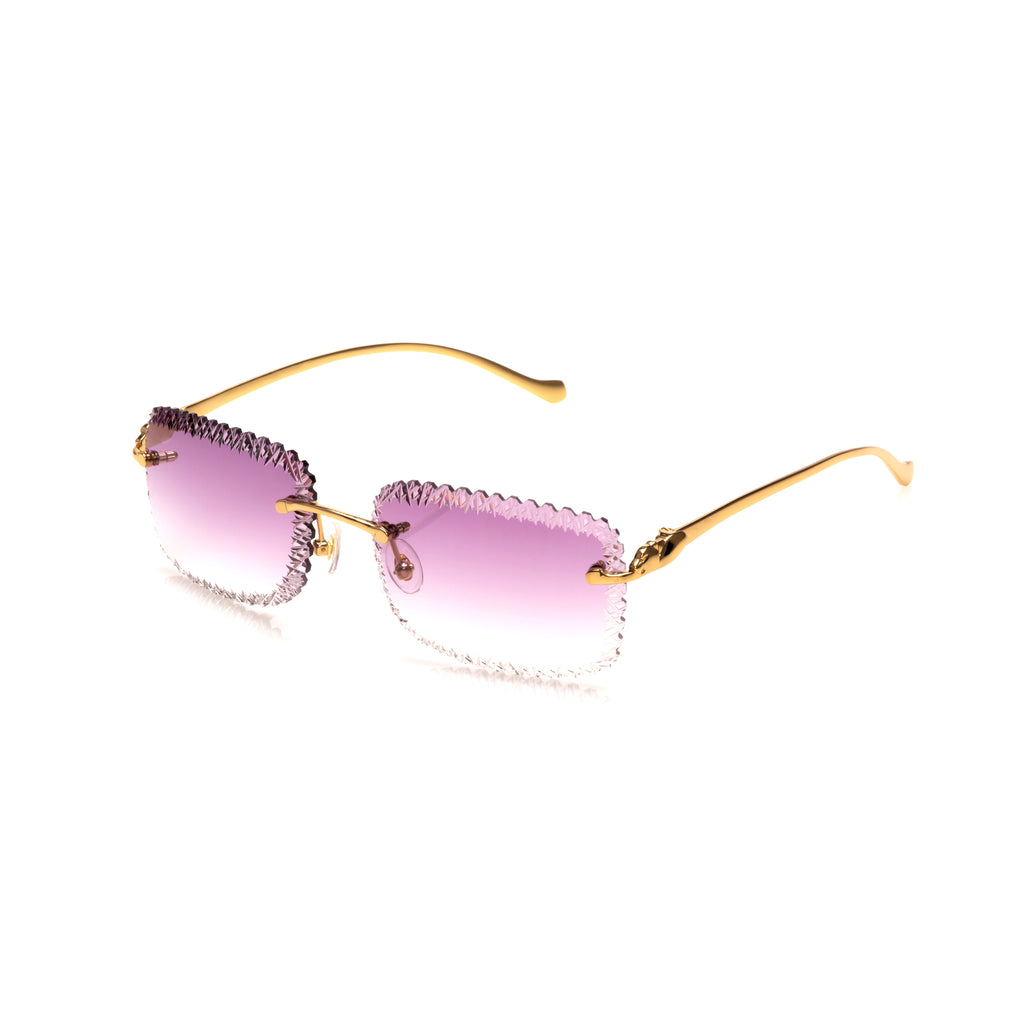 Lunettes Sans Cerclage — Or & Verres Bleus Taille Festonnée