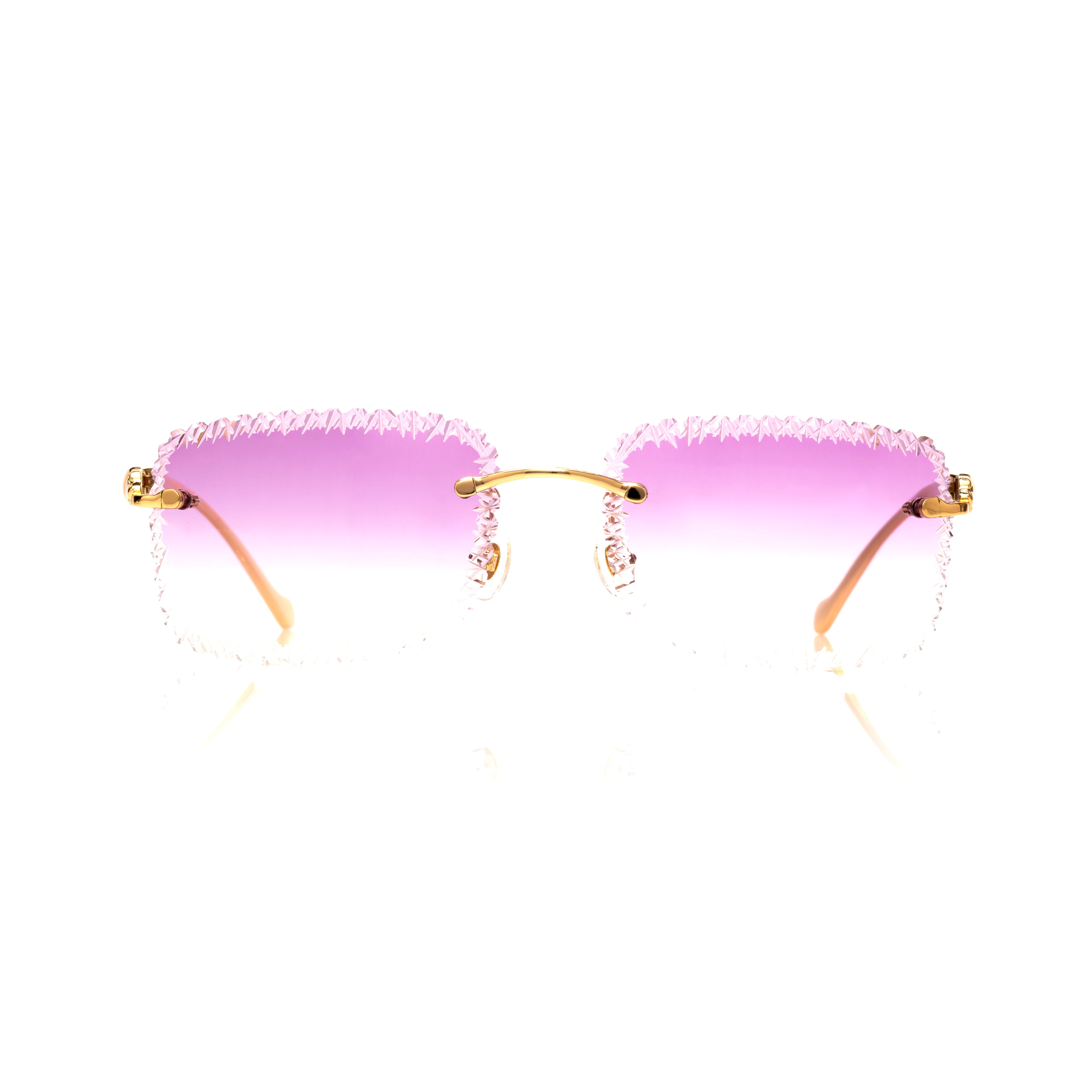 Lunettes Sans Cerclage — Or & Verres Bleus Taille Festonnée