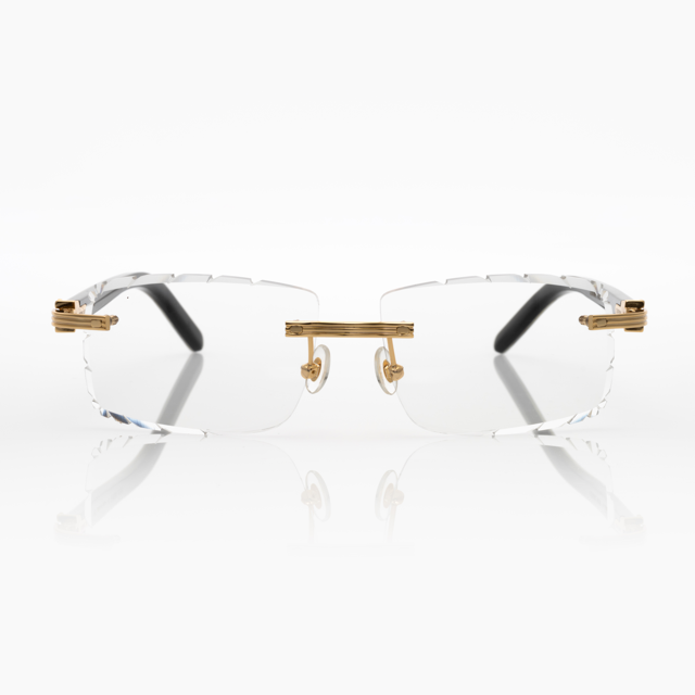 Lunettes Sans Cerclage Taille Diamant — Argent & Branches Nacrées Noir